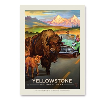 Yellowstone National Park Bison Crossing Vert Sticker