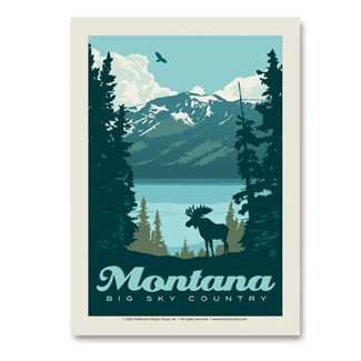 Montana Big Sky Country Moose View Vert Sticker | Vertical Sticker