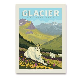 Glacier National Park Goats in the Valley Vert Sticker | Vertical Sticker