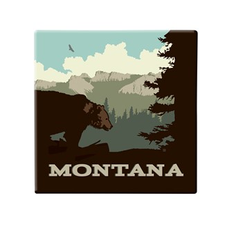 Montana Bear Square Magnet | Metal Magnet