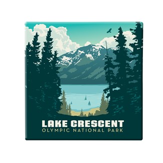 Lake Crescent Olympic National Park Square Magnet | Metal Magnet