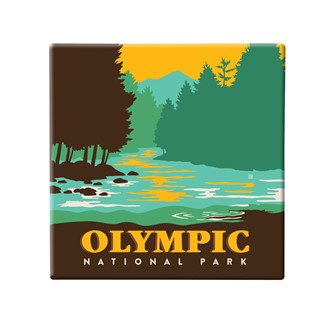 Olympic NP Wilderness Square Magnet | Metal Magnet
