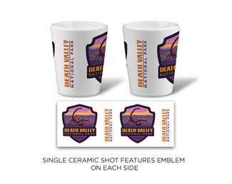 Death Valley NP Scorpion Emblem Ceramic Shot Glass