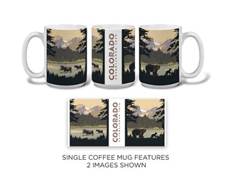 Colorado Sprague Lake Moose & Bears Mug | Yosemite Themed Mug