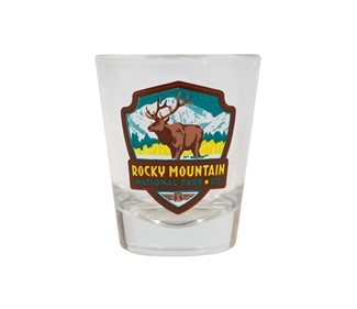 Rocky Mountain Elk Emblem Glass Shot | Marine Maine Shot Glass