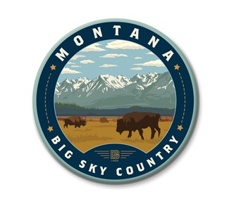 Montana Big Sky Country Bison Circle Magnet | Circle Magnets