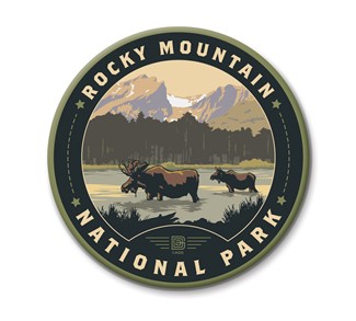 Rocky Mountain NP Sprague Lake Circle Magnet | Circle Magnets