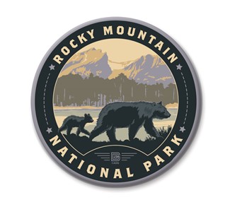 Rocky Mountain NP Black Bears Circle Magnet | Circle Magnets