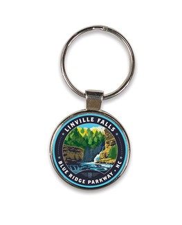 Linville Falls Landscape Circle Dome Key Ring | American Made