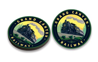 Grand Canyon Railway Steam Engine Circle Wooden Magnet| American Made