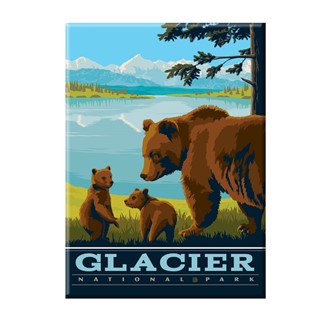 Wildlife Bears Glacier NP Metal Magnet | Made in the USA