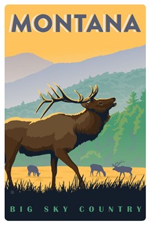 Montana Big Sky Country Elk Magnetic Postcard