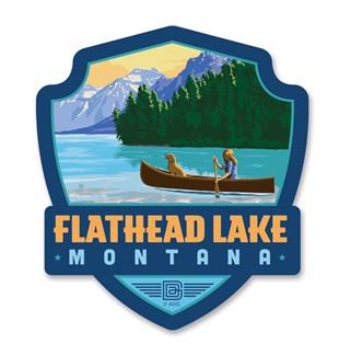 Flathead Lake MT Emblem Wood Magnet | American Made