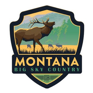 MT Big Sky Country Elk Emblem Vinyl Magnet | Made in the USA