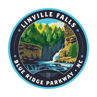 Linville Falls Landscape Circle Sticker | Made in the USA