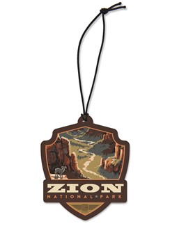 Zion NP Majestic Valley View Emblem Wooden Ornament