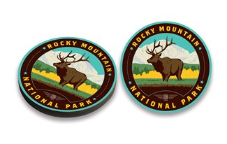 Rocky Mountain NP Longs Peak Circle Wooden Magnet | American Made