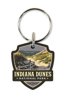 Indiana Dunes NP Lake Breeze Emblem Wood Key Ring | American Made