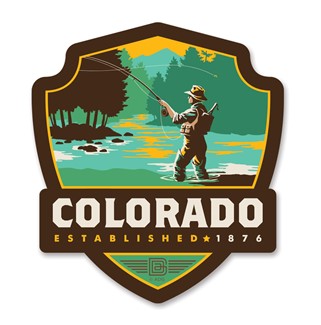 Fly Fishing In Colorado Emblem Wood Magnet | American Made