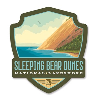 Sleeping Bear Dunes NL Emblem Wood Magnet | American Made