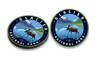 Glacier National Park Moose Circle Wood Magnet| American Made