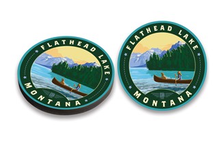 Flathead Lake Montana Circle Wood Magnet | American Made