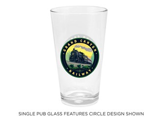 Grand Canyon Railway Steam Engine Circle Pub Glass | Made in the USA