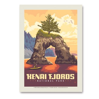 Kenai Fjords NP Kayaker Vert Sticker | Vertical Sticker