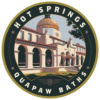 Hot Springs NP Quapaw Baths Circle Sticker | Circle Sticker
