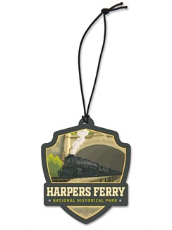 Harpers Ferry Train Emblem Wood Ornament