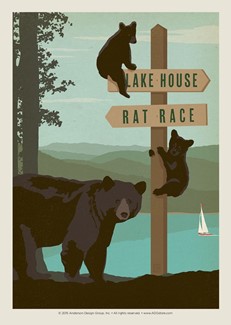 Bears on Signpost Postcard