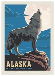 Alaska Wolf & Moon | Postcard