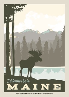 ME Moose Lake Mountains Postcard