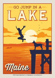ME Jump in a Lake Postcard