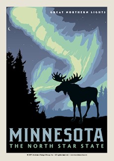 MN Northern Lights Moose | Postcard