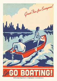 Let's Go Boating Postcard