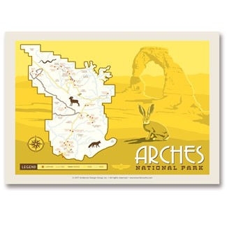 Map of Arches NP Postcard | Postcards