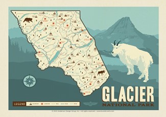 Map of Glacier NP | Postcard