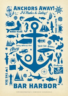 Anchor Pattern Print Bar Harbor | Postcards