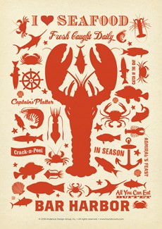 Lobster Pattern Print Bar Harbor | Postcards