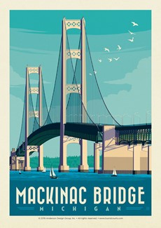 MI Mackinac Bridge Postcard