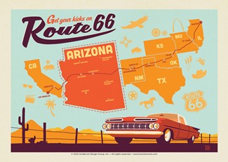 Route 66 Map AZ | Postcards