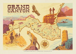 Grand Canyon Illustrated Map | Postcard