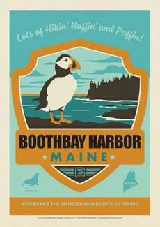 ME Boothbay Harbor Emblem Print Postcard