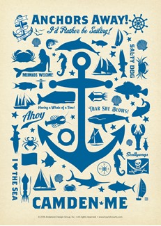 Anchor Pattern Print Camden | Postcards