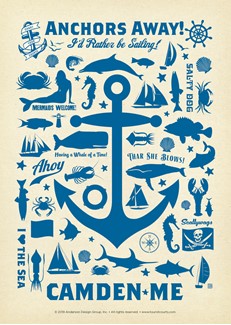 Anchor Pattern Print Camden Postcard