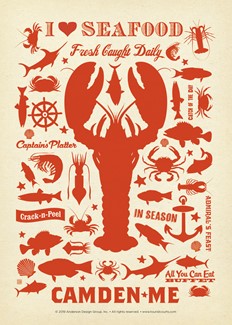 Lobster Pattern Print Camden | Postcards