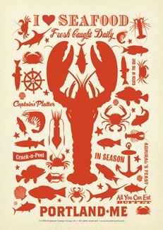 Lobster Pattern Portland, ME | Postcard