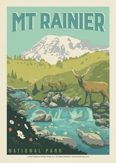 Mount Rainier NP Grazing Elk | Postcard