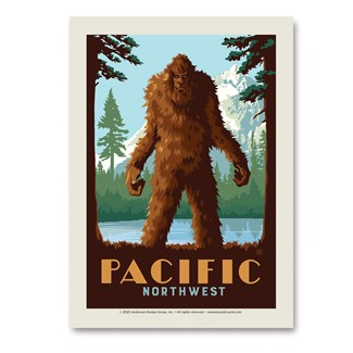 Pacific Northwest Mountain Lake Sasquatch Vert Sticker